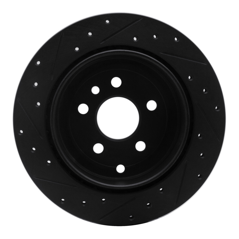 Land Rover LR2 Brake Rotor (1) - Rear Right - R1 Concepts - Drilled & Slotted - Black - `08-`12